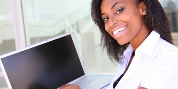 African Business Woman with Computer